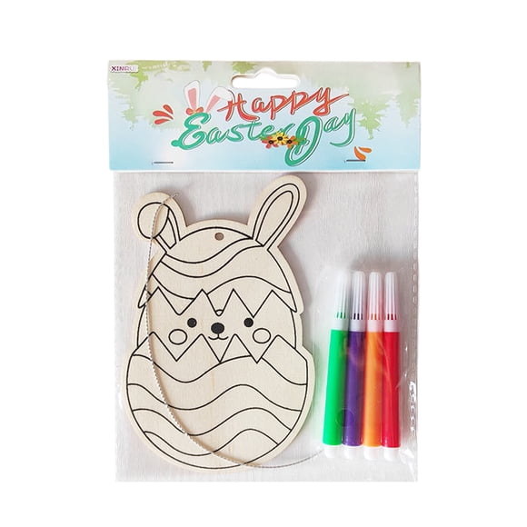 Liyamei Easter DIY Wooden Drawing Board Kids Painting Coloring Craft Decoration Easter