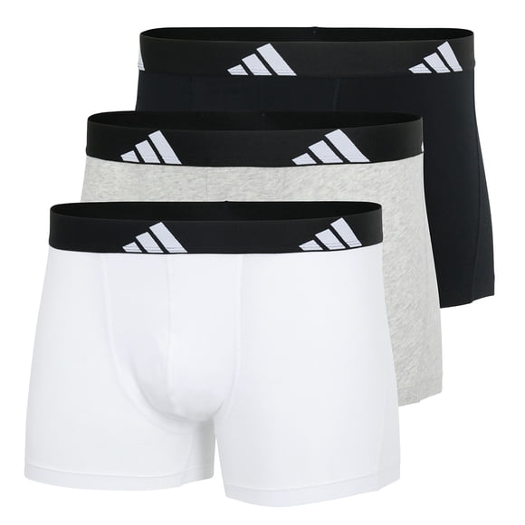 adidas men boxer shorts, 3-pack - trunks, Active Flex Cotton, logo, solid colour Black/White/Grey M (Medium)