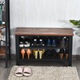 thumbnail image 3 of Gymax Banc à Chaussures Industriel à 3 Niveaux avec Étagères de Rangement pour Salon Brun, 3 of 4