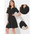 thumbnail image 2 of INSPIRE CHIC Robe de Bureau pour Femme à Encolure Cœur Plissée à Manches Courtes Robe Fourreau Ligne A TG Noir, 2 of 5