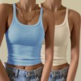 thumbnail image 2 of Timegard Camisoles 2 Pcs pour Femmes Col Rond Côtelé Sans Manches Ajusté Court Haut Décontracté Sortie Camis, 2 of 6
