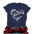 thumbnail image 2 of Meichang T-Shirts de la Saint-Valentin pour Femmes, Hauts Mignons avec Motif Cœur, Manches 3/4, Col Rond, Coupe Ample, 2 of 4