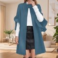 thumbnail image 1 of Lovzfmll Manteau Trench en Laine pour Femme, Revers Cranté Mode avec Poches à Rabat Bleu, 2TG, 1 of 3