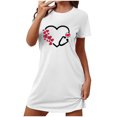 thumbnail image 1 of Pyjama de Mariée pour Femmes, Chemise de Nuit Confortable à Manches Courtes, Chemises de Sommeil, Tenue d'Intérieur, Courte Robe de Nuit, Mignonne Robe de Maison à Motif, Tenue d'Intérieur, Chemise de Nuit Blanche m, 1 of 5