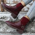 thumbnail image 3 of B91xZ Bottes Marron Femmes Automne Plateforme Compensée Espadrilles Bottines, Vin 8, 3 of 5
