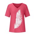 thumbnail image 3 of Pompotops Mode T-shirt Décontracté à Manches Courtes Col en V pour Femmes Été, 3 of 7
