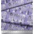 thumbnail image 3 of Soimoi Purple Velvet Fabric Text & Monuments Architectural Print Sewing Fabric Yard 58 Inch Wide, 3 of 5