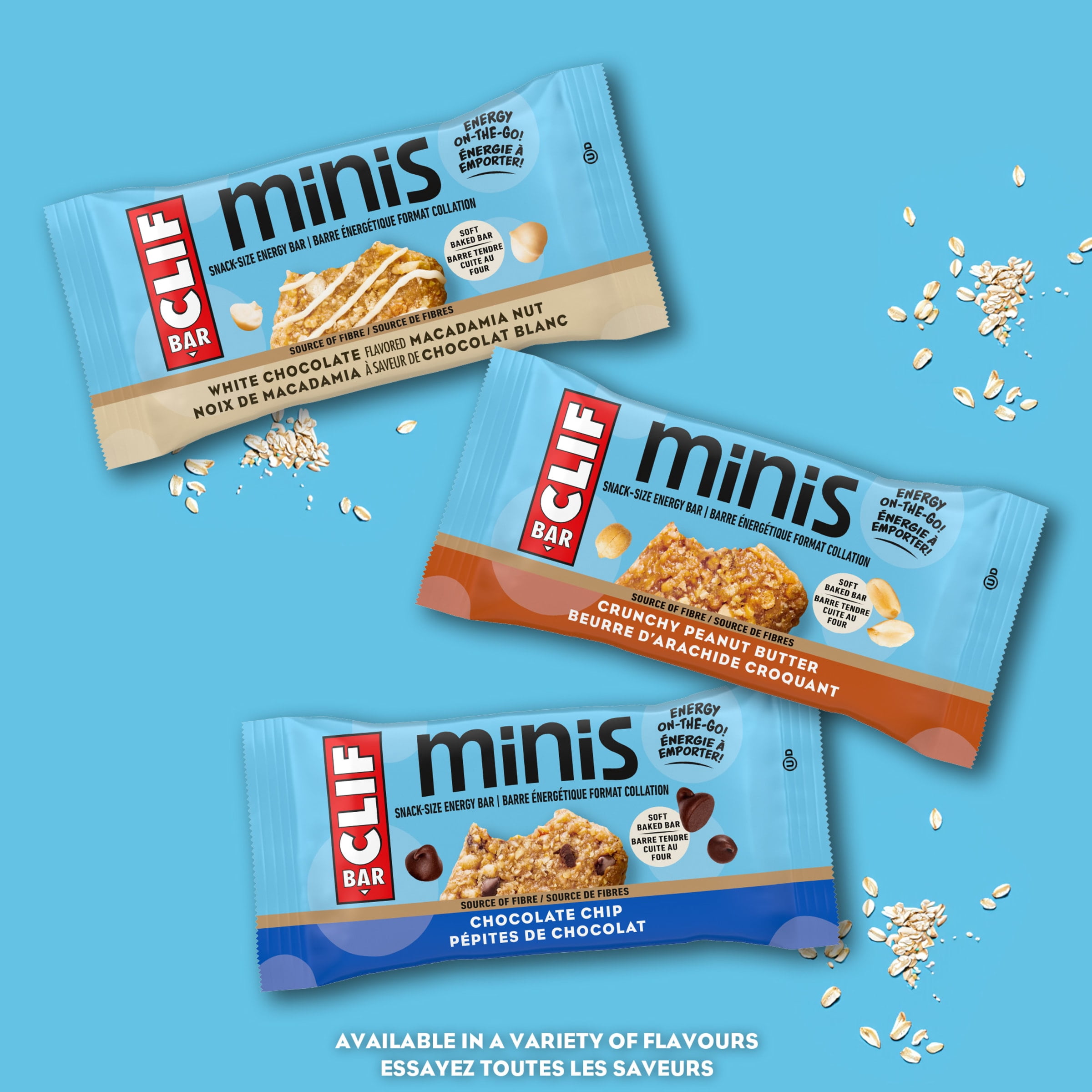 CLIF BAR Minis, Barres Énergétiques Format Collation, Pépites de Chocolat, Source de Fibres, Sans Édulcorants Artificiels, 70 % d'Ingrédients Biologiques