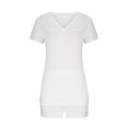 thumbnail image 2 of 2PC Women's V Neck Short Sleeve Two-piece Comfortable Home Pajamas Set Sports Set, 2 of 5