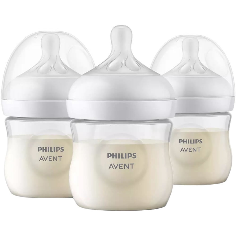 Philips Avent Natural Baby Bottle With Natural Response Nipple, Clear, 3x4oz Bottles, SCY900/03