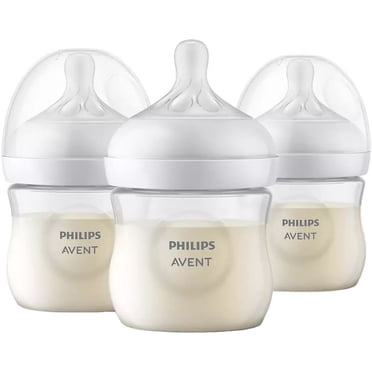 Philips Avent Biberon Natural pour Bébé avec Tétine Réponse Naturelle, Transparent, 3 Biberons de 4 Oz, SCY900/03