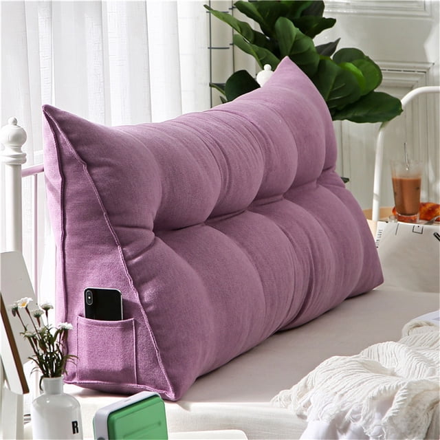 WHEANG Triangular Headrest For Double Beds Backrest With Detachable Cover Ergonomic Long Pillow Backrest Suitable For Dormitory Beds Sofas Single Beds Bunk Beds (24x20 Inch)