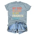 thumbnail image 4 of JIRNDf Hauts pour Femmes Été T-Shirts Tendance Manches Courtes Col Rond Ample Confortable Doux Décontracté Basique Mignon T-Shirts Graphiques pour Femmes Chemises Bleu Clair G, 4 of 5