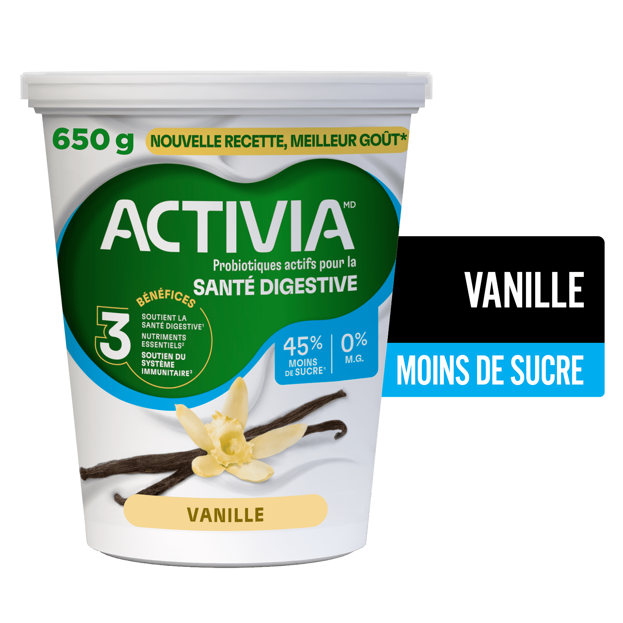 Activia yogourt avec probiotiques, sans matières grasses (0 % MG), saveur vanille, 650 g