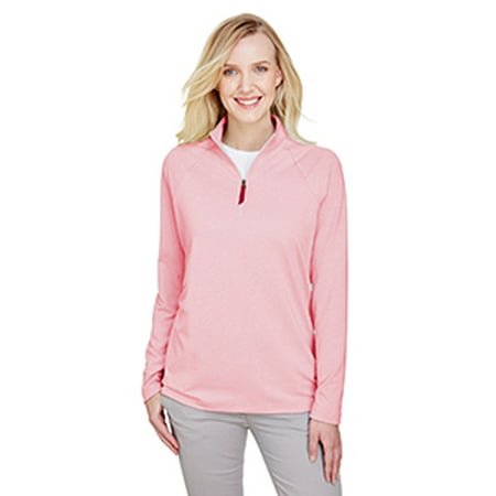 Ladies' CrownLux Performance ClubhouseMicro-Stripe Quarter-Zip - RED - XS