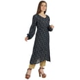 thumbnail image 2 of Moomaya Kurti Ligne A à Manches Longues Imprimées pour Femmes, Rayonne Froissée, Blouse Ethnique Indienne de Designer, 2 of 7