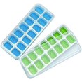 thumbnail image 1 of Flexible Silicone Ice Cube Trays, 2 Pack, Easy-Release, Spill-Resistant Removable Lid, Food-Grade Material, Durable, Bpa Free, Stackable For Efficient Freezer Organization, 1 of 7