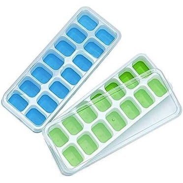 Flexible Silicone Ice Cube Trays, 2 Pack, Easy-Release, Spill-Resistant Removable Lid, Food-Grade Material, Durable, Bpa Free, Stackable For Efficient Freezer Organization
