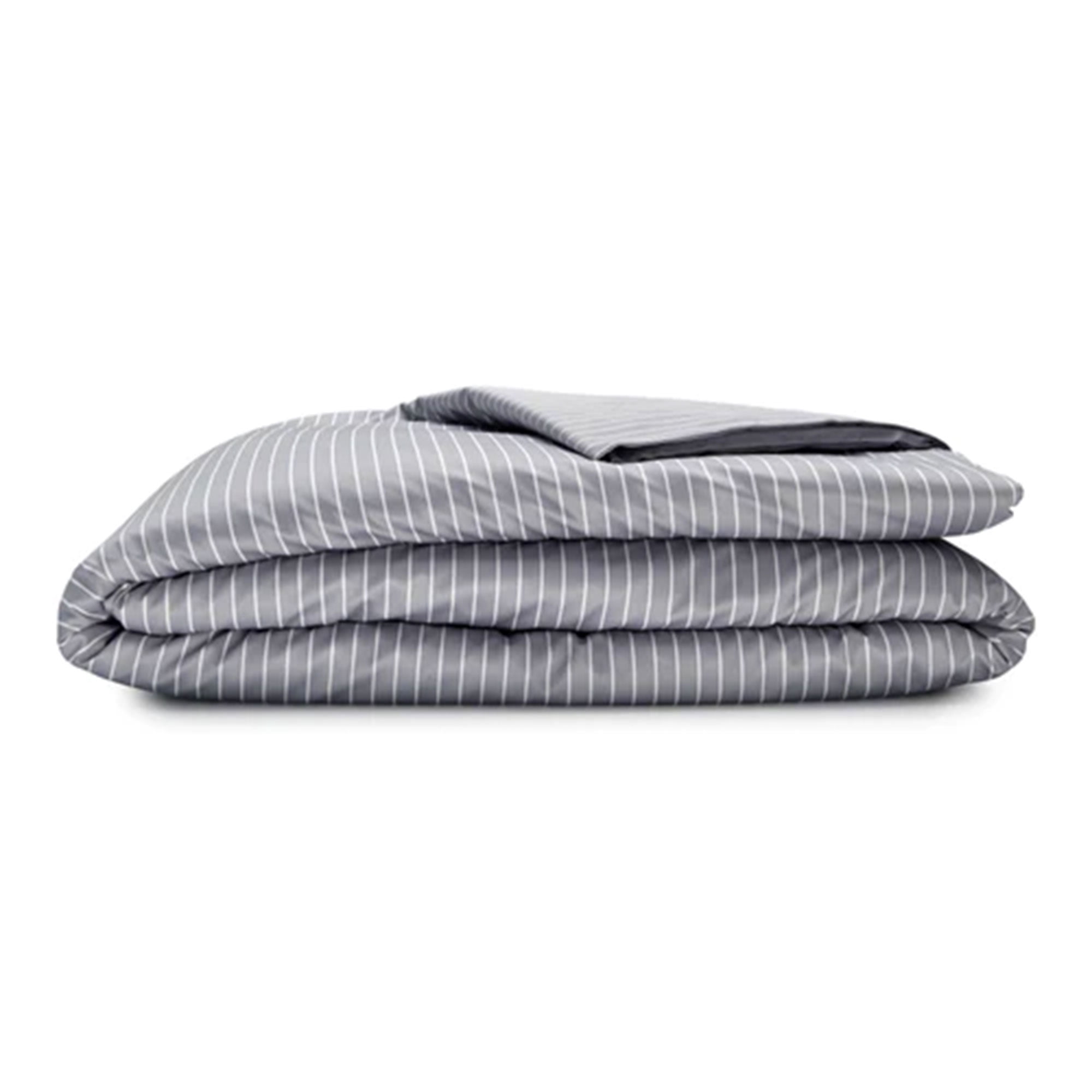 Sleepgram Supima 400 Thread Count Cotton Duvet Cover, Twin, Grey Stripe