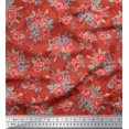 thumbnail image 1 of Soimoi Tissu Satin Soie Feuilles & Roses Imprimé Floral 1 Yard 42 Pouces de Large, 1 of 3