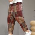 thumbnail image 4 of Birdeem Mens Pants Mens Fashion Drawstring Elastic Waist Solid Color Casual Retro Nationality Length Pants, 4 of 12