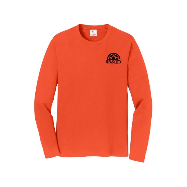 Gravity Outdoor Co. Chandail à Manches Longues - Orange - Logo Noir - 2TG