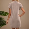 thumbnail image 4 of Ovzne Robes pour Femmes Robe de Plage Robe Décontractée pour Femmes Couleur Unie Col Rond Manches Courtes Robe Décontractée Robe Grande Taille Manches Courtes Liquidation, 4 of 7