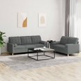 thumbnail image 1 of vidaXL 2 Piece Sofa Set with Pillows Dark Grey Fabric, 1 of 5