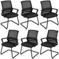 thumbnail image 1 of Gymax Chaise de Bureau en Maille Ensemble de 6 Chaises de Conférence Rembourrées pour Invités avec Dossier Ergonomique, 1 of 10