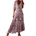 thumbnail image 2 of FcBaudy Robes d'Été pour Femmes, Robes pour Femmes, Jupe pour Femmes Robe Décontractée à la Mode pour Femmes Printemps/été à Col en V à Manches Courtes Imprimée Jupe pour Dames, 2 of 8