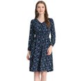 thumbnail image 1 of INSPIRE CHIC Robe Midi à Manches Longues Évasée à Col en V à Imprimé Floral pour Femme, 1 of 5