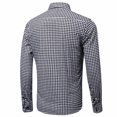 thumbnail image 3 of Pompotops Homme Automne Décontracté Coupe Ajustée Manches Longues Col Rabattu à Carreaux Poche Haut Blouse Chemise en Solde, 3 of 3