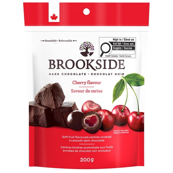 Chocolat Noir BROOKSIDE à la cerise, Sans Gluten, Aliments prepares au Québec, 200 g