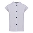 thumbnail image 4 of Yuyuzo Womens Plus Size Cotton Linen Tops High Neck Button down Shirts Oversized Short Sleeve Comfy Tops, 4 of 6