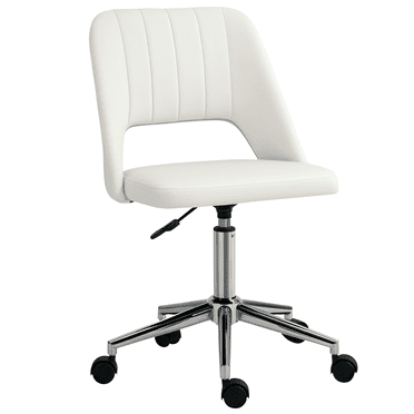 Vinsetto Armless Office Chair Swivel Computer Desk Chair, Cream White