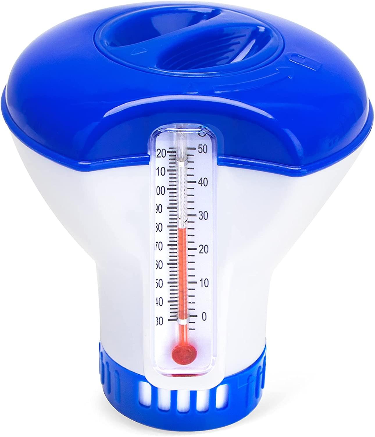 Distributeur de Chlore Flottant, Doseur de Chlore Automatique, Doseur de Spa Flottant, (avec Thermomètre)