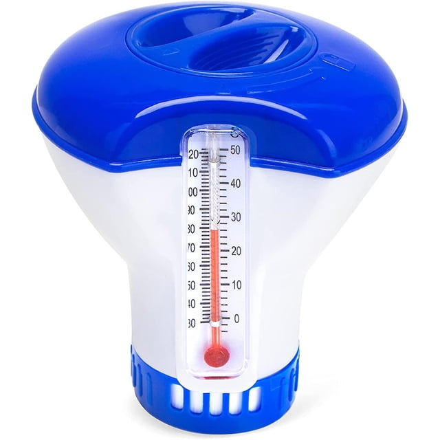 Distributeur de Chlore Flottant, Doseur de Chlore Automatique, Doseur de Spa Flottant, (avec Thermomètre)