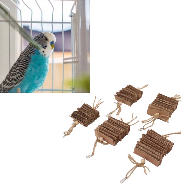 5pcs Bird Toys, Parrots Cage Chew Toy Safe Cardboard Blocks Beads For Macaws African Grey And Parrots