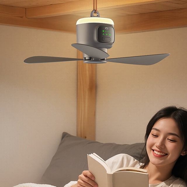 Fridja Clearance USB Camping Fan with Light Portable Rechargeable Fan Outdoor Hanging Mini Fan Long-Lasting Battery Fan