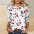 thumbnail image 2 of T-shirts d'Été pour Femmes Mode Femme Col Rond T-Shirt à Manches 3/4 Blouse Imprimée Hauts Chandail T-Shirts pour Femmes Mode T-Shirts pour Femmes pour l'Été T-Shirts à Manches 3/4 pour Femmes, 2 of 6