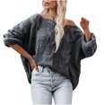 thumbnail image 2 of RKSTN Chandails pour Femmes Mode Manches Amples Chandail à Enfiler Hauts Blouse Chandail Tricoté Chandails d'Automne, 2 of 5