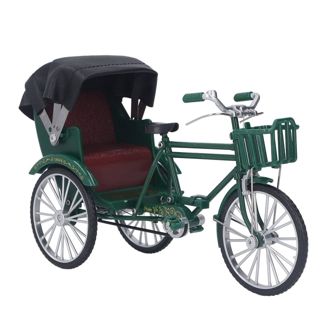Modèle de Rickshaw à 3 Roues, Petit Modèle de Rickshaw Compact pour la Maison Noir,Vert