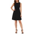 thumbnail image 2 of INSPIRE CHIC Robe Midi Évasée Sans Manches à Ligne A Unie pour Femme pour le Travail TP Noir, 2 of 6