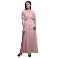 thumbnail image 1 of Bimba Rayon Leaves Block Smocked Waist Printed Gown Maxi Side Slit LadiesDress-XXX-Large, 1 of 6