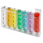 MEDca Pop-Up Weekly Pill Organizer, Single Box and 4 Daily Compartments