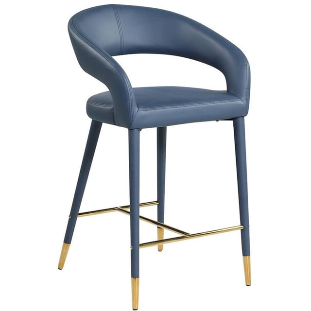 Meridian Furniture Tabouret en Similicuir Bleu Marine Destiny