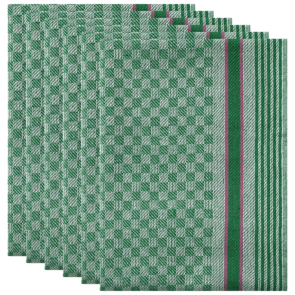 REGALWOVEN Waffle Weave Kitchen Dish Cloths 6Pcs Cotton Kitchen Towels Green 15"x25"