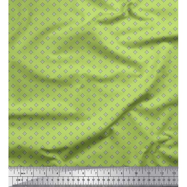 Soimoi Moss Georgette Fabric Geometric Star Shirting Print Sewing Fabric Yard 42 Inch Wide