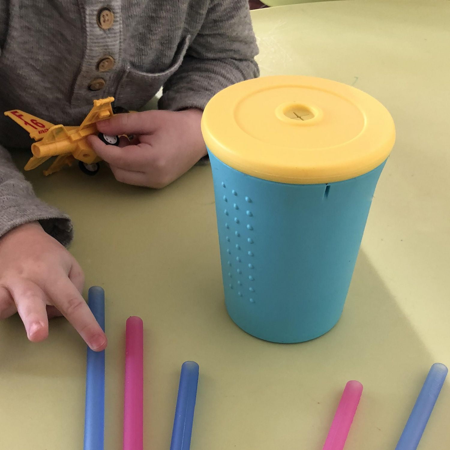 Tasse de paille GoSili, 12 oz. Ciel/Banane