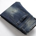 thumbnail image 4 of CEHVOM Men's High-end Nostalgic Ripped Hole Patchwork Embellished Stretch Jeans, 4 of 7